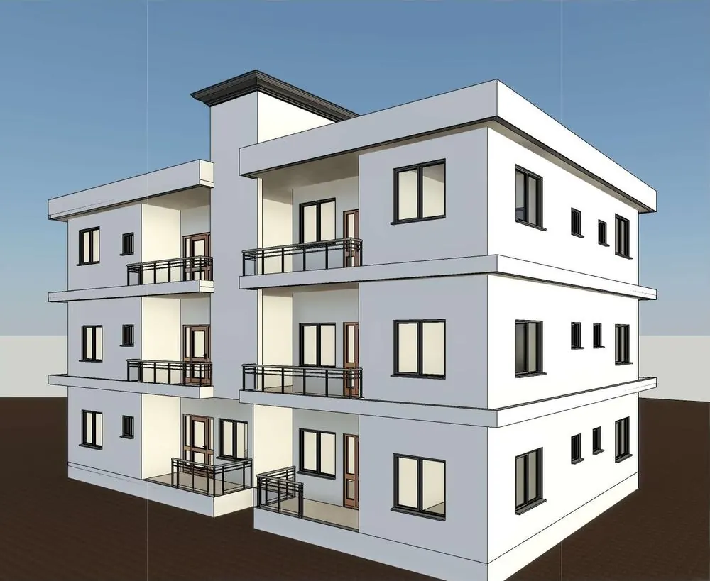 Three-storey apartment block render