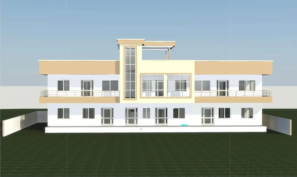 Two-storey apartment building render